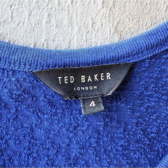 Ted Baker Cobalt Blue Livviaa Draped‎ Knit Sleeveless Mini Dress Size Large - Picture 9 of 10